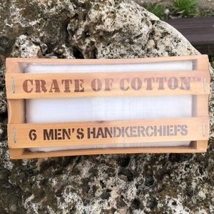 NWT Crate of Cotton 6 Men’s Handkerchiefs in a cute wooden “crate”